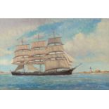 Hugh Boycott-Brown (1909-1990) Sailing Ship Near Land signed (lower right) oil on canvas 59 x 90cm.