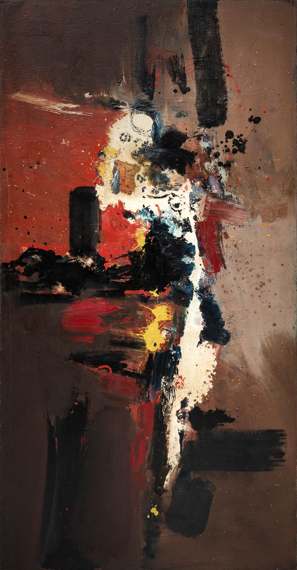 Denis Bowen (1921-2006) Atomic Image I, 1959 oil on canvas 182.9 x 91.4 cm. Provenance: Arthur Tooth
