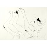 Sven Berlin (1911-1999) Four Geese, 1982 signed and dated in pencil (lower right) pen and ink 38 x