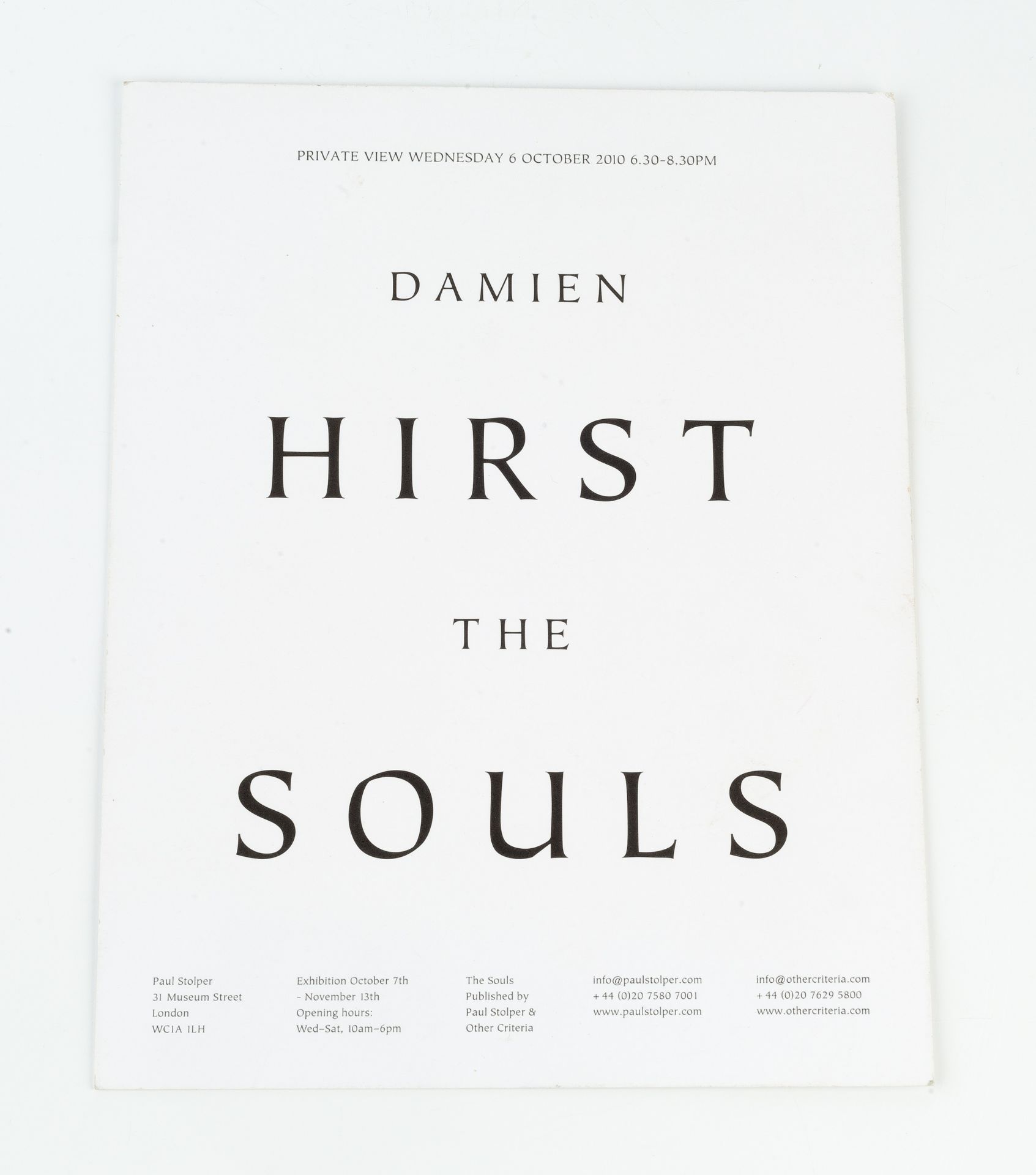 Damien Hirst (b.1965) The Souls, 2013 lithograph print for the invitation to the private view 42 x - Image 2 of 2