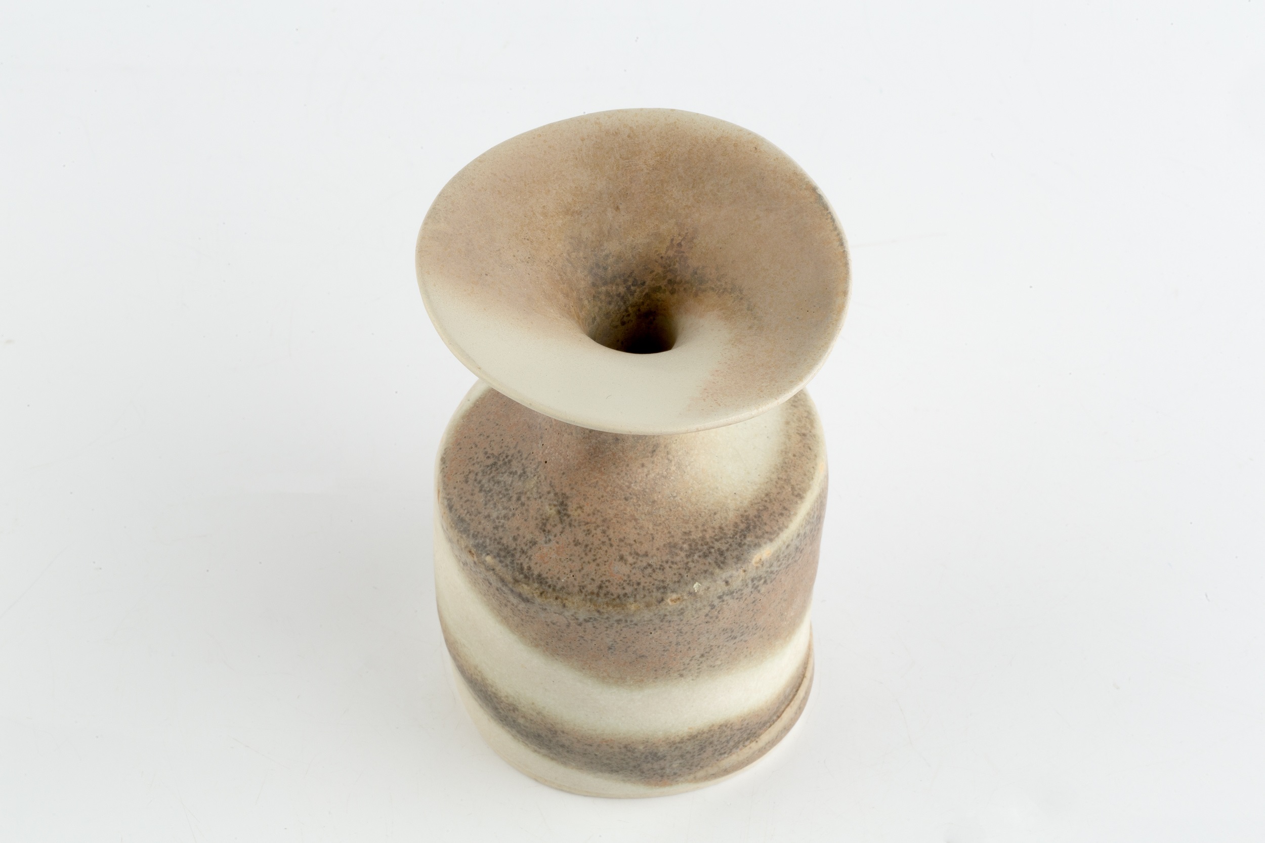 Lucie Rie (1902-1995) Vase swirled pale glazes impressed potter's seal 12.2cm high. - Image 5 of 6