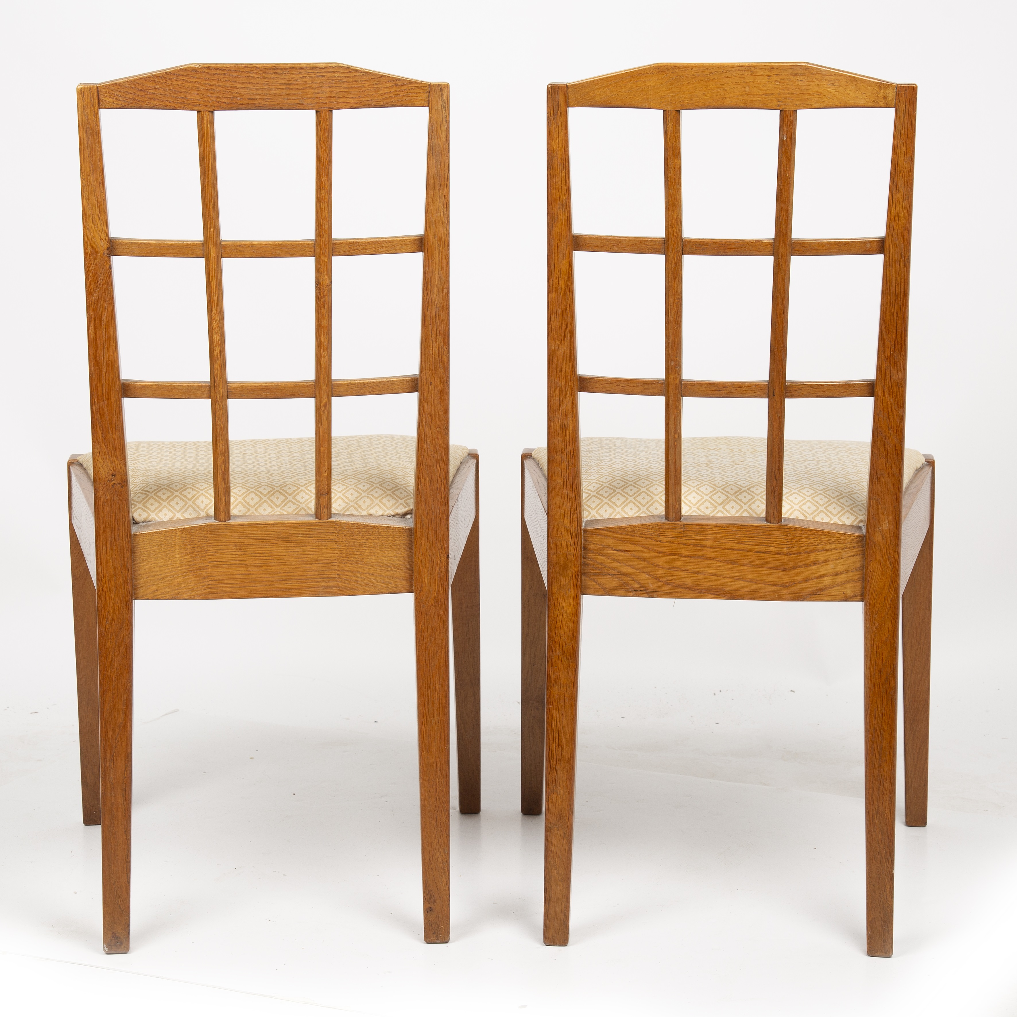 Hugh Birkett (1919-2002) Pair of chairs, 1952 oak, with drop-in fabric seats signed and dated 87cm - Image 4 of 4