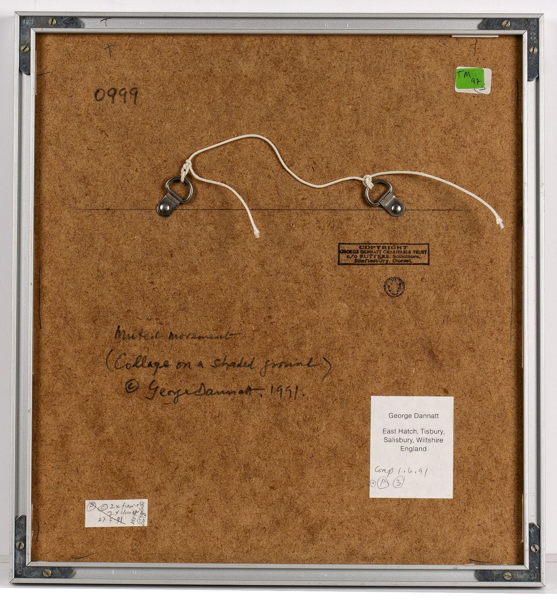 George Dannatt (1915-2009) Muted Movement, 1991 signed with initials and dated (lower left), signed, - Bild 3 aus 3