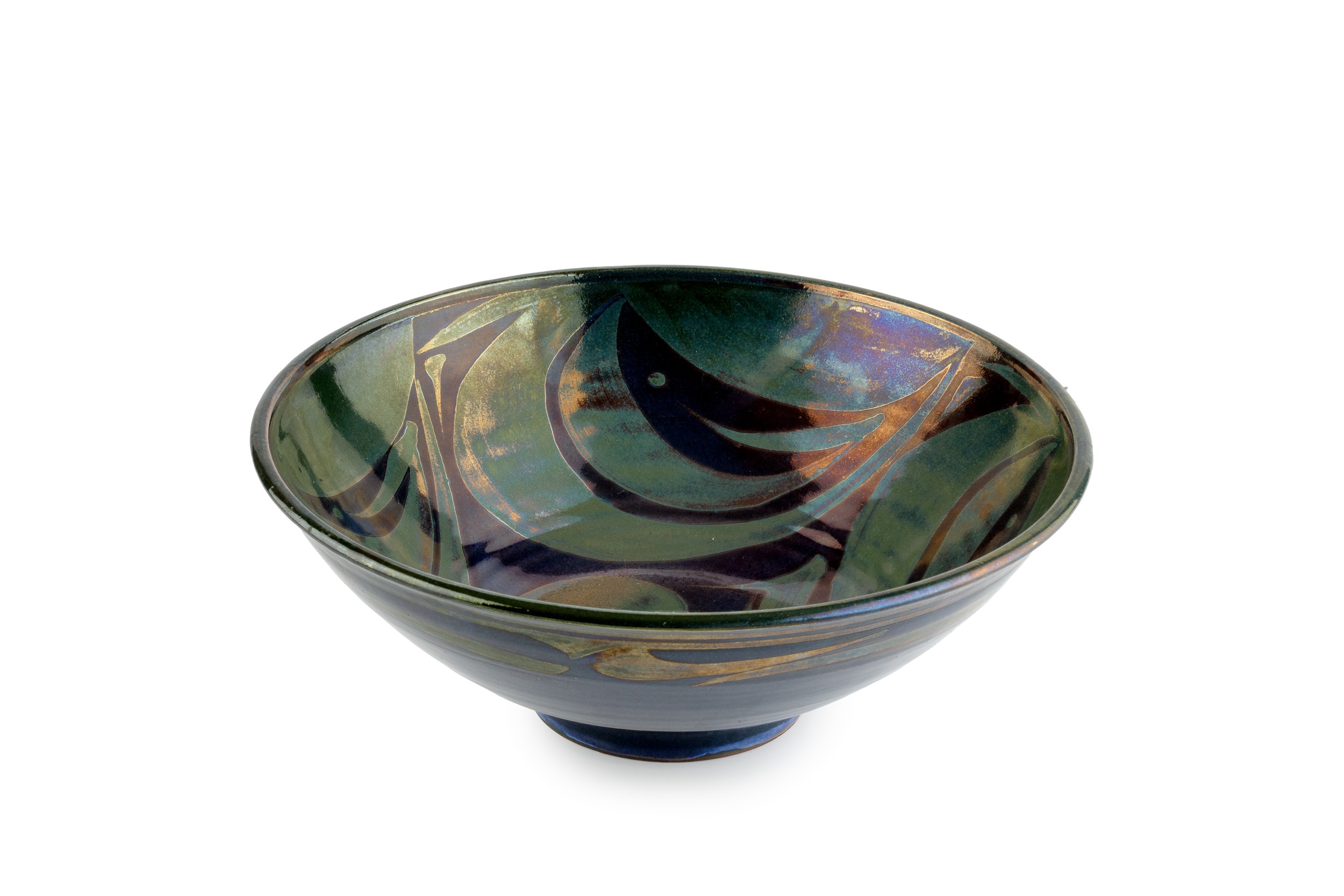 Alan Caiger-Smith (1930-2020) at Aldermaston Pottery Footed bowl, 1995 decorated in dark blue and