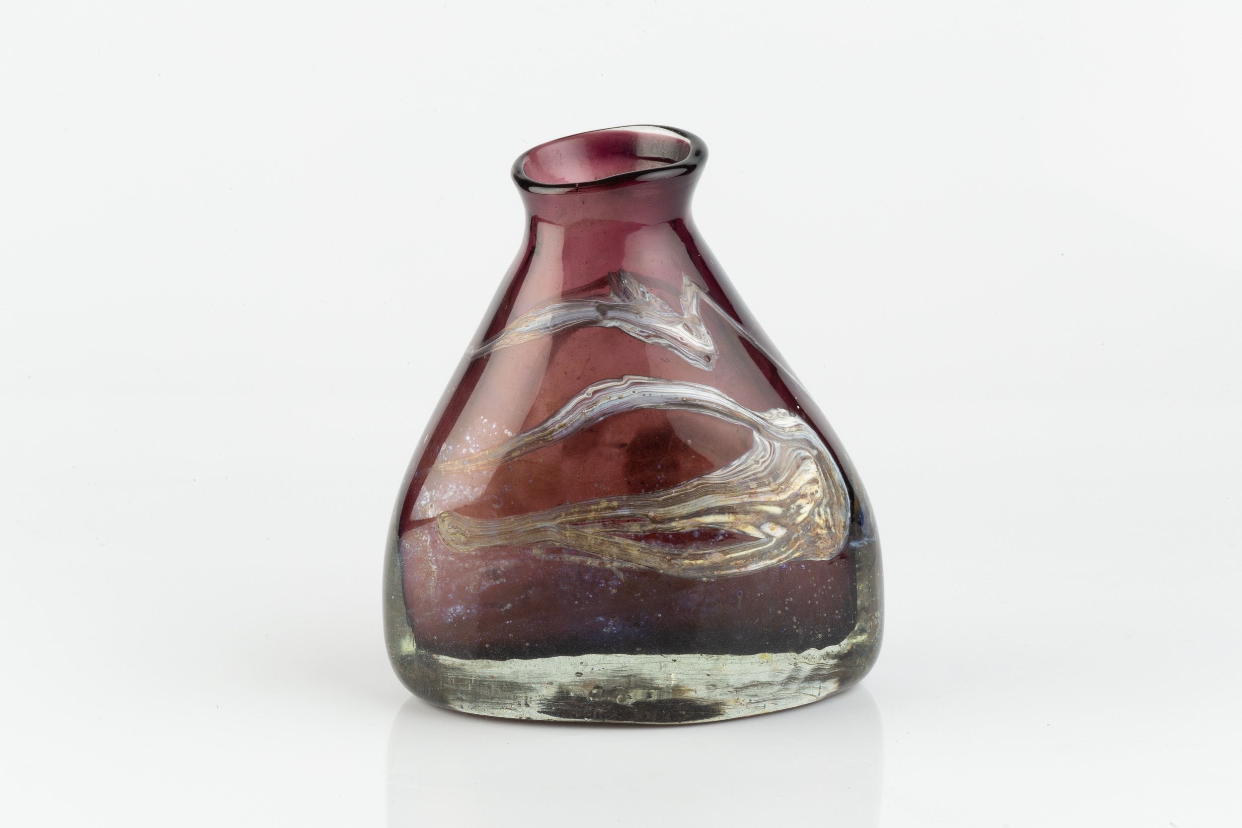 Sam Herman (1936-2020) Freeform vase with chloride swirls studio glass signed and dated 'Samuel J - Image 2 of 3