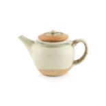Richard Batterham (1936-2021) Teapot stoneware, light green ash glaze 13.5cm high.