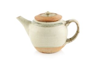 Richard Batterham (1936-2021) Teapot stoneware, light green ash glaze 13.5cm high.