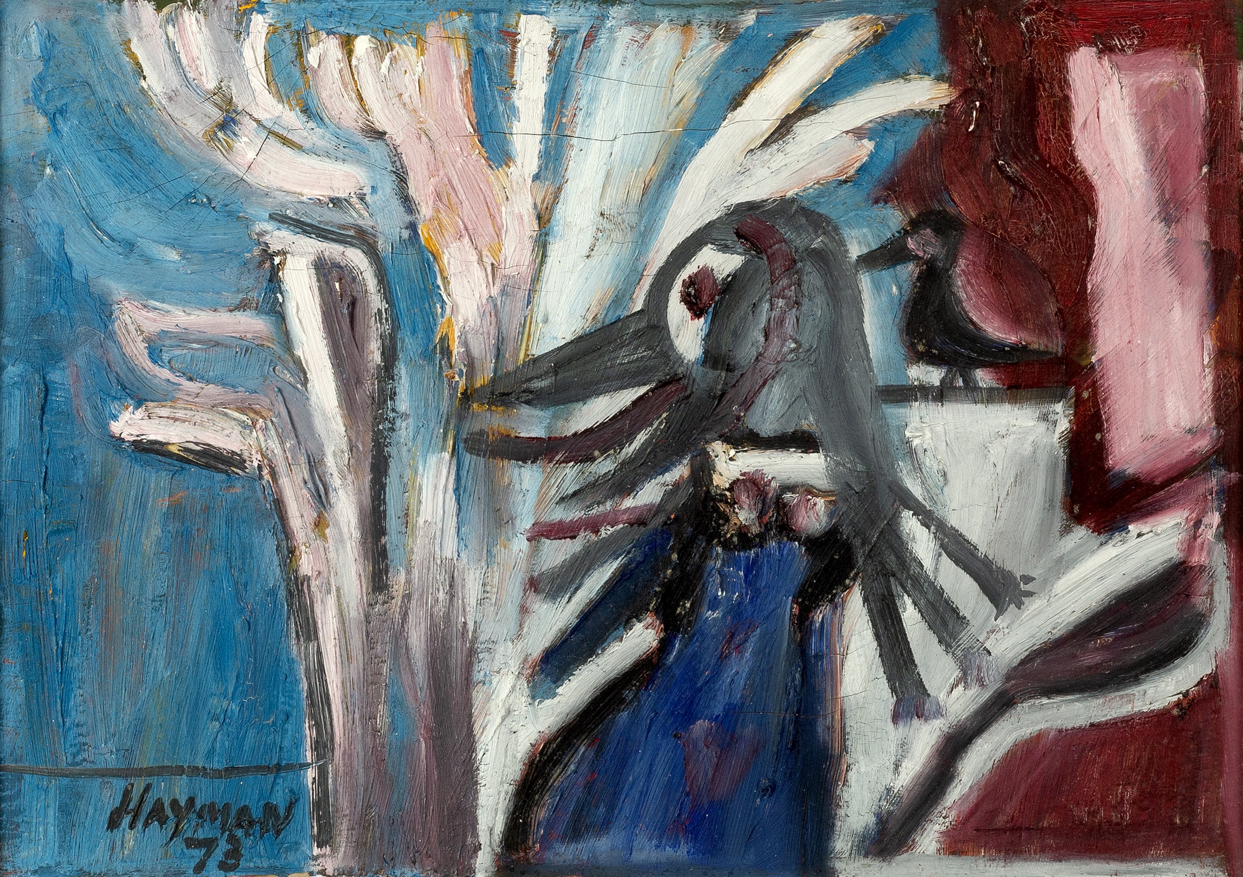 Patrick Hayman (1915-1988) Blue Bird, 1973 signed and dated (lower left) oil on board 25 x 35cm.