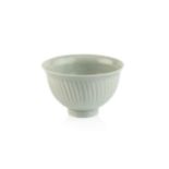 David Leach (1911-2005) at Lowerdown Pottery Bowl fluted sides, pale celadon glaze impressed