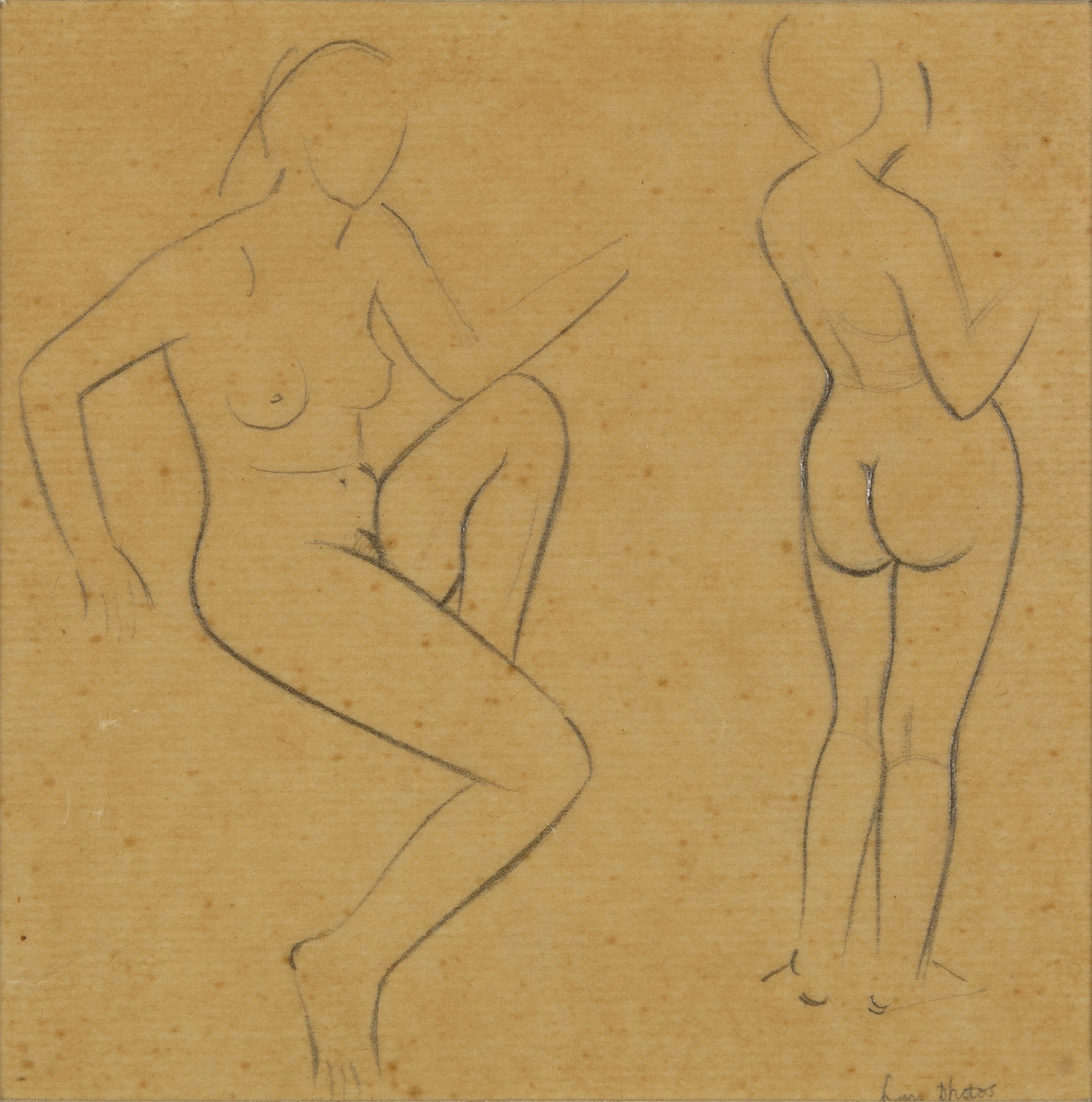 Eric Gill (1882-1940) Girl with Knee Raise & Back View of a Girl inscribed in pencil pencil on