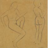 Eric Gill (1882-1940) Girl with Knee Raise & Back View of a Girl inscribed in pencil pencil on