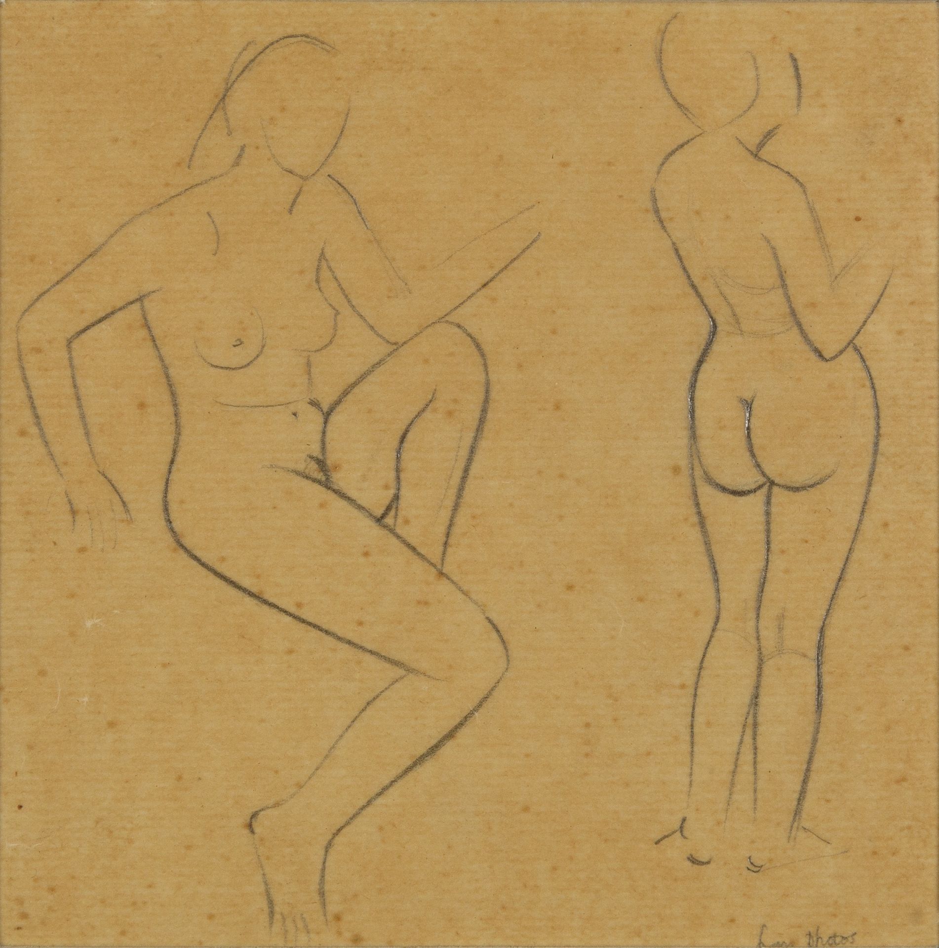 Eric Gill (1882-1940) Girl with Knee Raise & Back View of a Girl inscribed in pencil pencil on