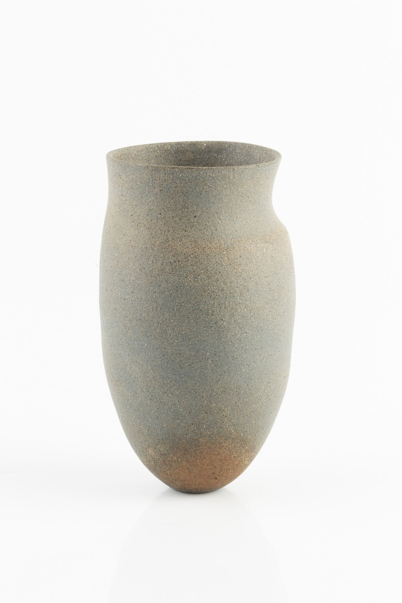 Jennifer Lee (b.1956) Tall grey asymmetric, brown flash, 1985 hand-built coloured clay (T - Image 2 of 6
