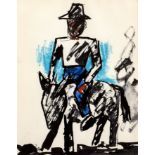 Josef Herman (1911-2000) Peasant on a Donkey mixed media 24.5 x 19cm. Provenance: The artist's