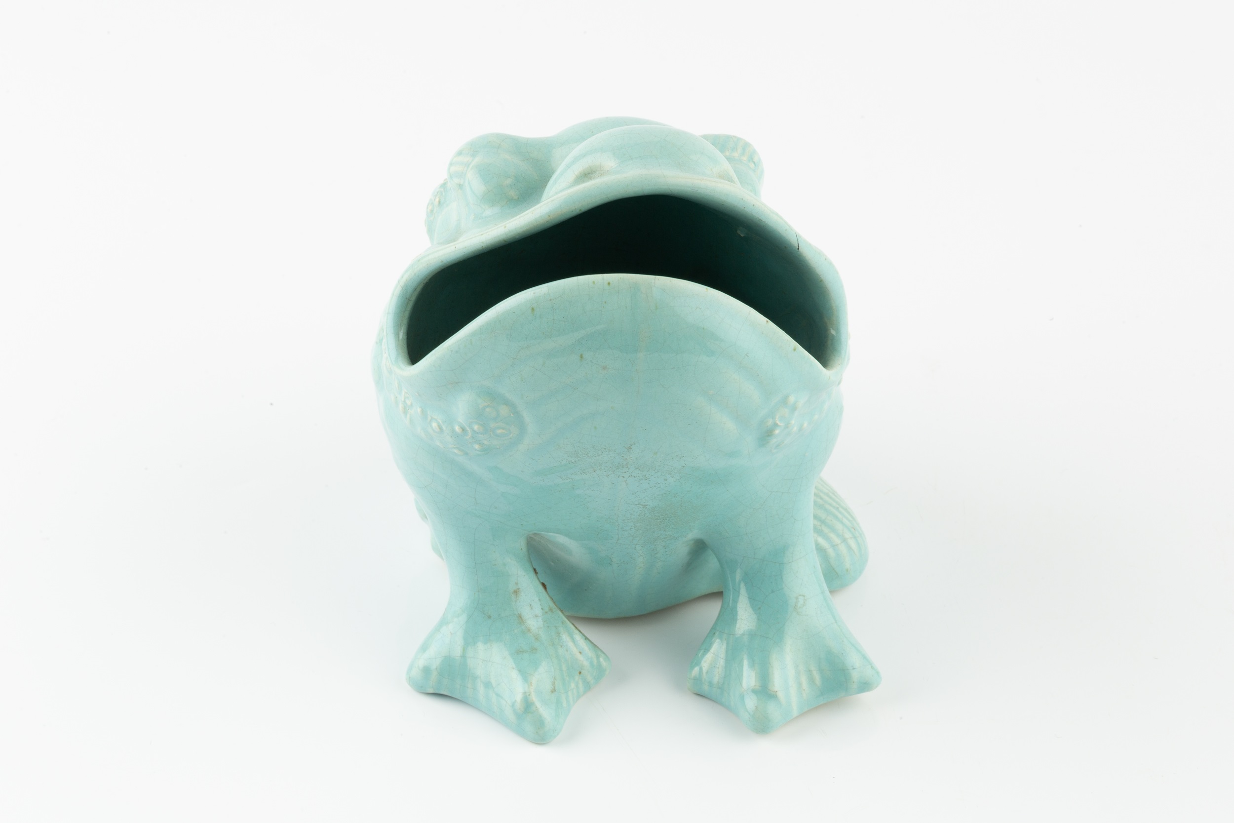 Burmantofts Faience Spoon warmer turquoise glaze impressed marks 13cm high. Crazing throughout. - Image 2 of 13