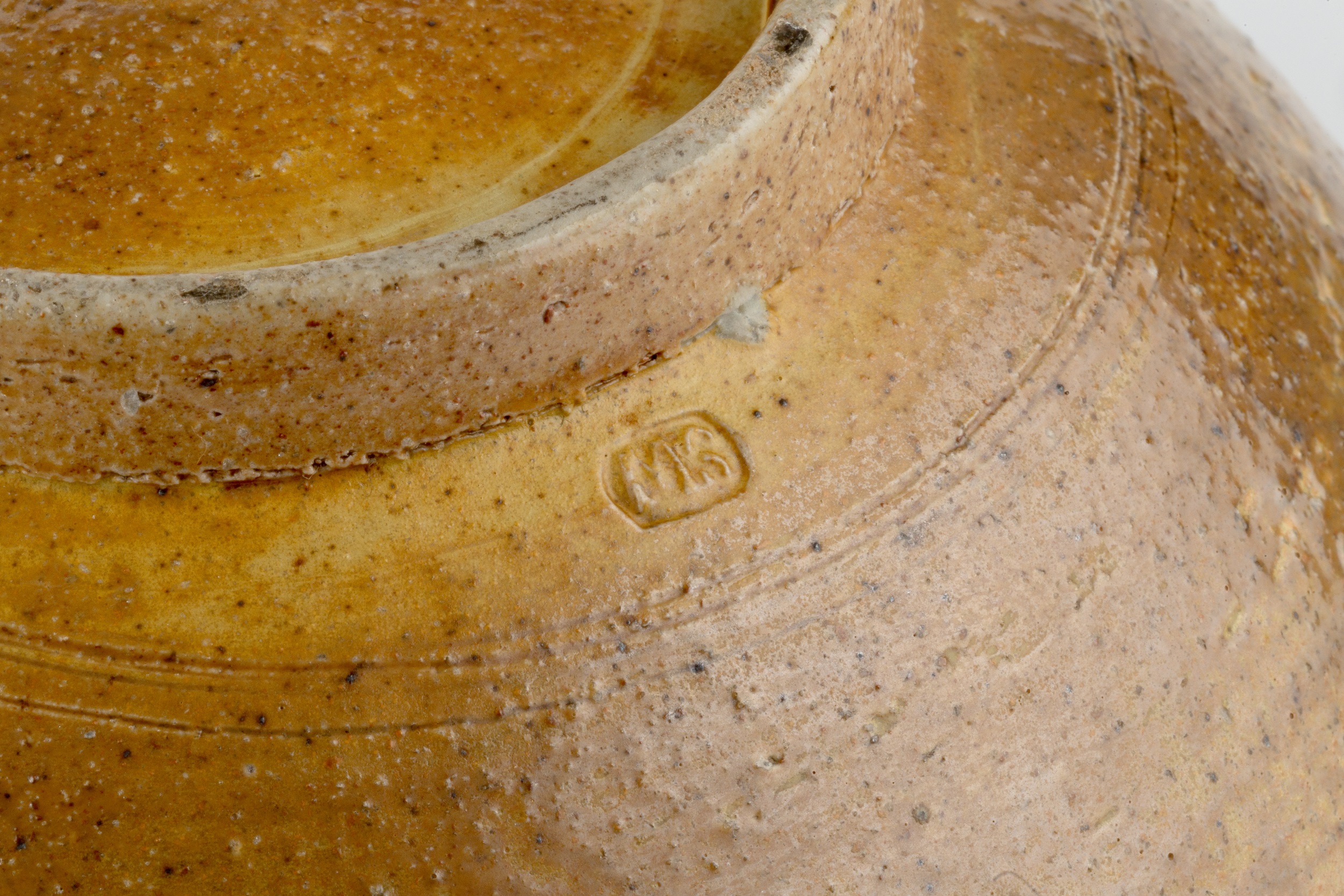 Sarah Walton (b.1945) Footed bowl stoneware, salt glaze impressed potter's seal 13cm high, 26cm - Image 2 of 3
