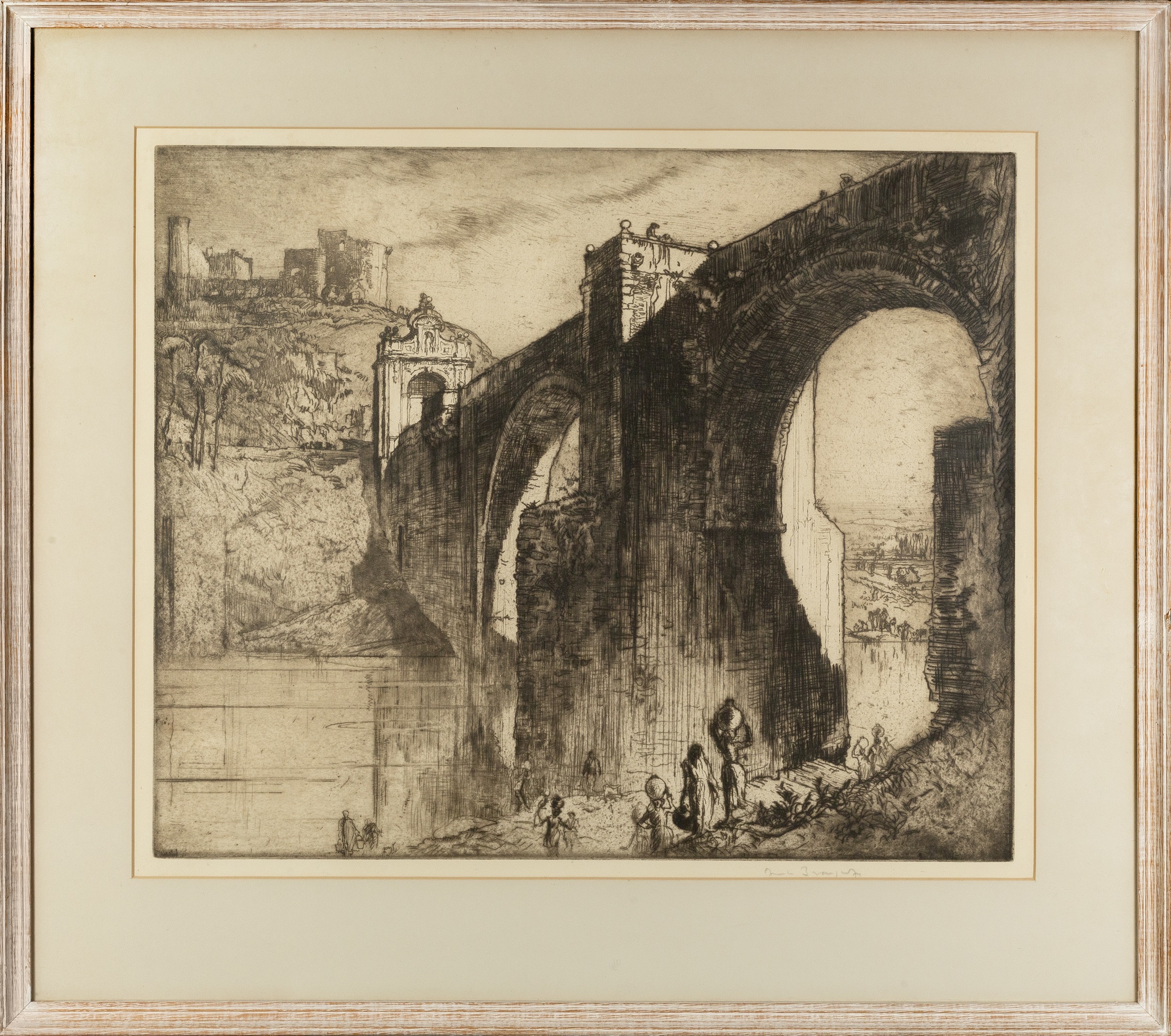 Frank Brangwyn (1867-1956) The Alcantara Bridge, Toledo signed in pencil (in the margin) etching - Image 2 of 3