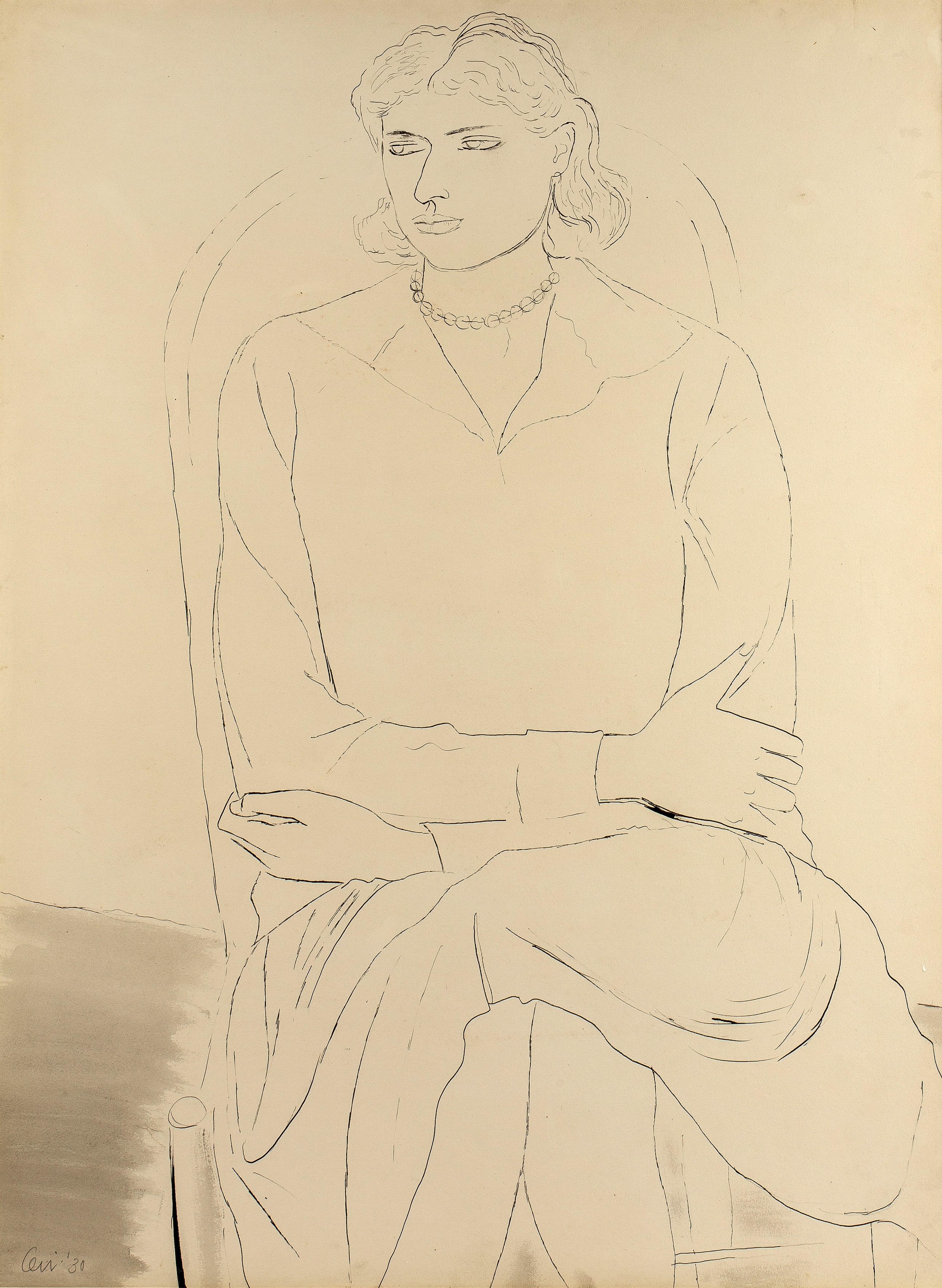 Ceri Richards (1903-1971) Study of a Girl, 1930 signed and dated (lower left) pen, ink, and wash