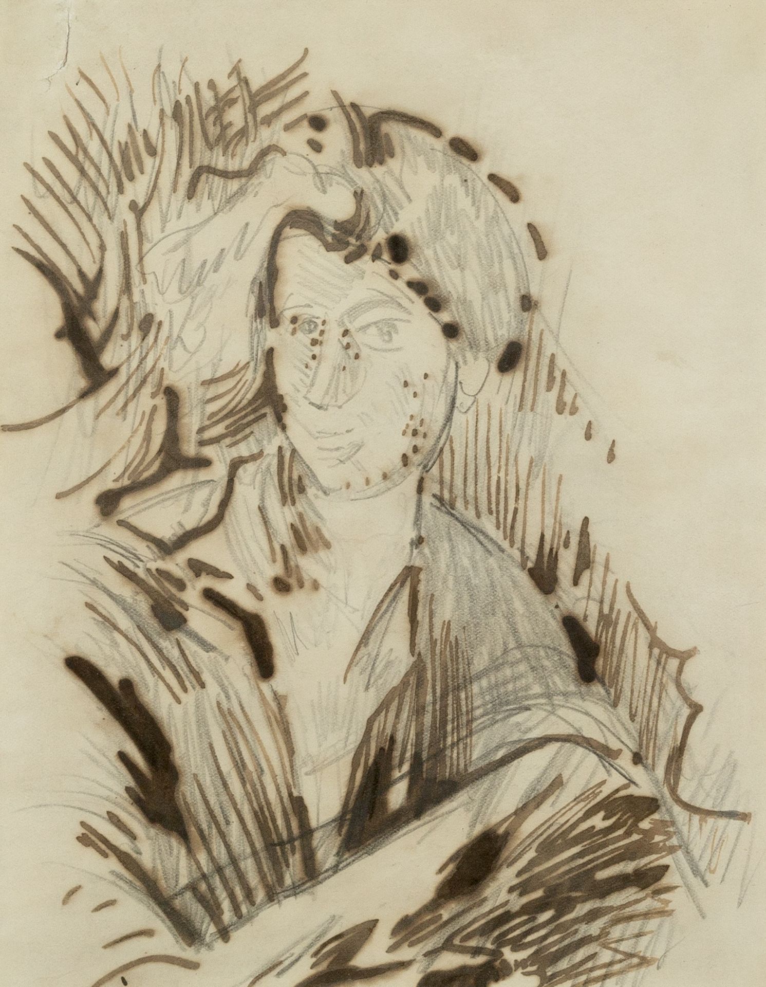 Walter Sickert (1860-1942) Portrait of Mrs Hudson pencil, pen, and ink 19.5 x 15.5cm. Exhibited: