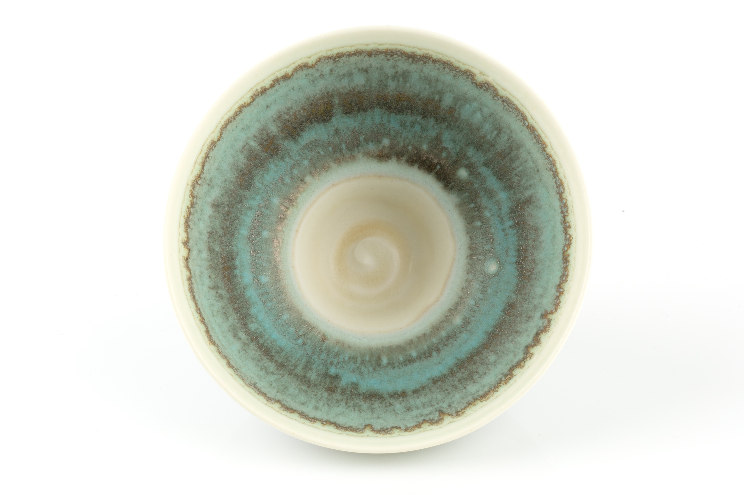 Peter Wills (b.1955) Footed bowl porcelain, with a flowing green, brown, and blue glaze signed and - Image 3 of 4