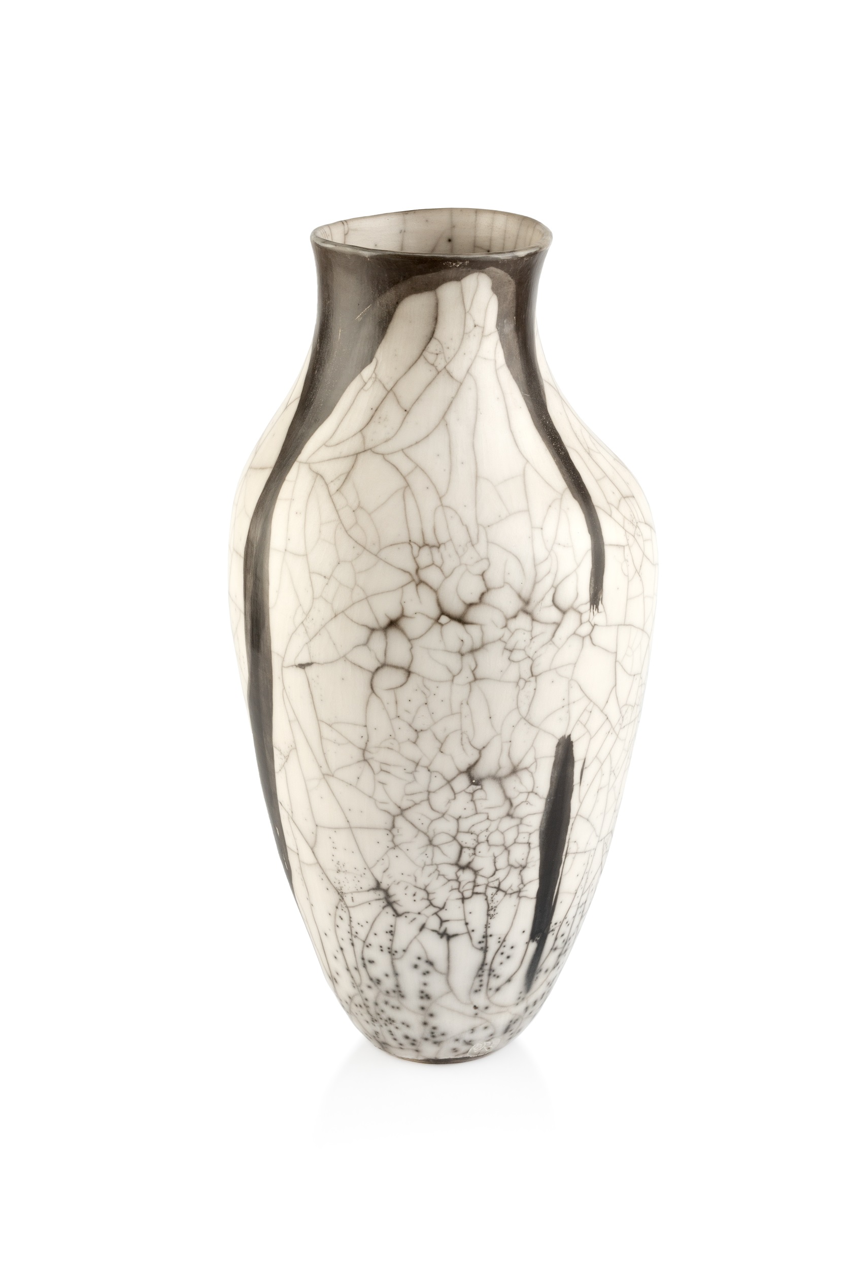 David Roberts (b.1947) Vase raku impressed potter's seal 38cm high.