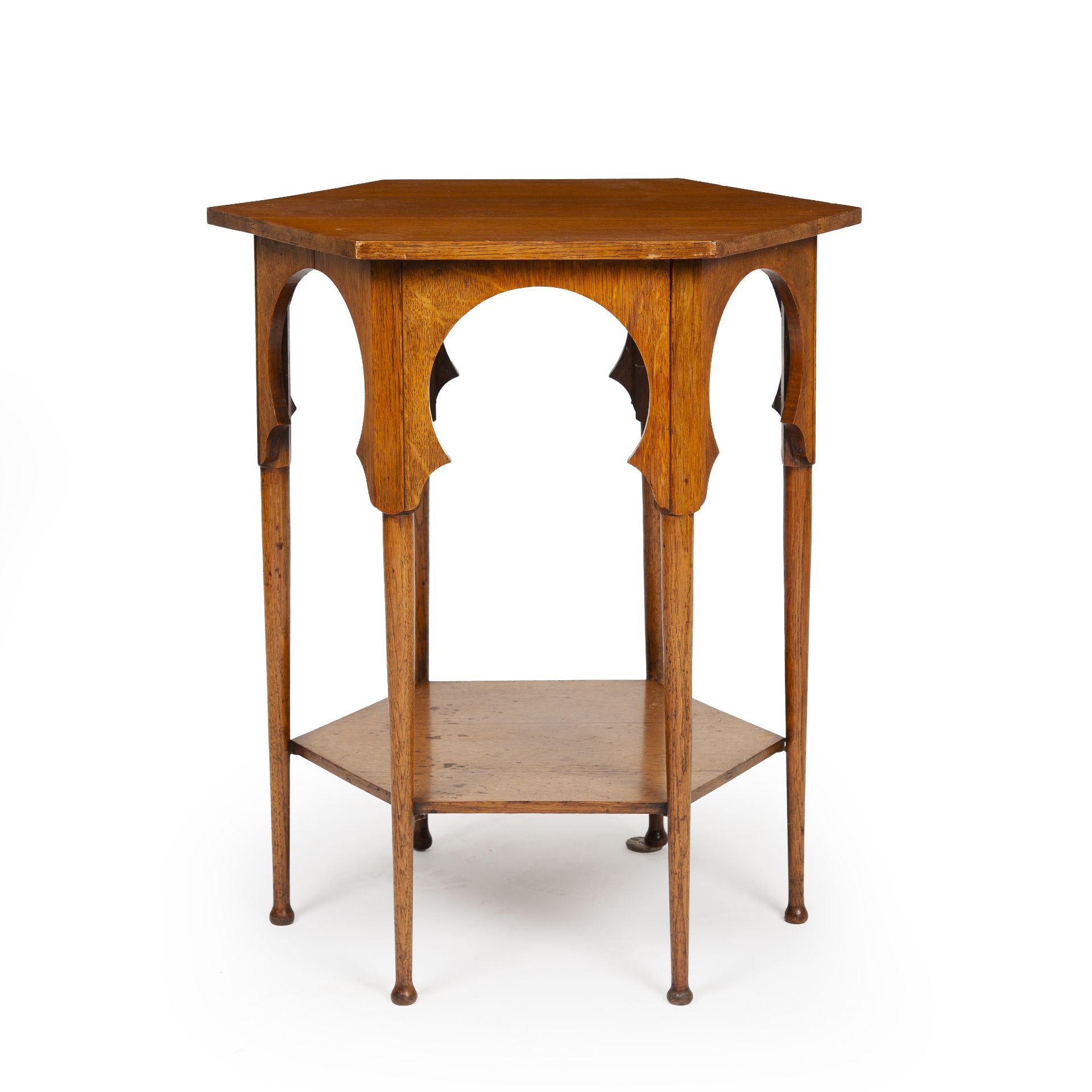 Attributed to Liberty & Co. Anglo-Moresque occasional table, circa 1900 oak 71cm high, 53cm wide. - Bild 2 aus 3