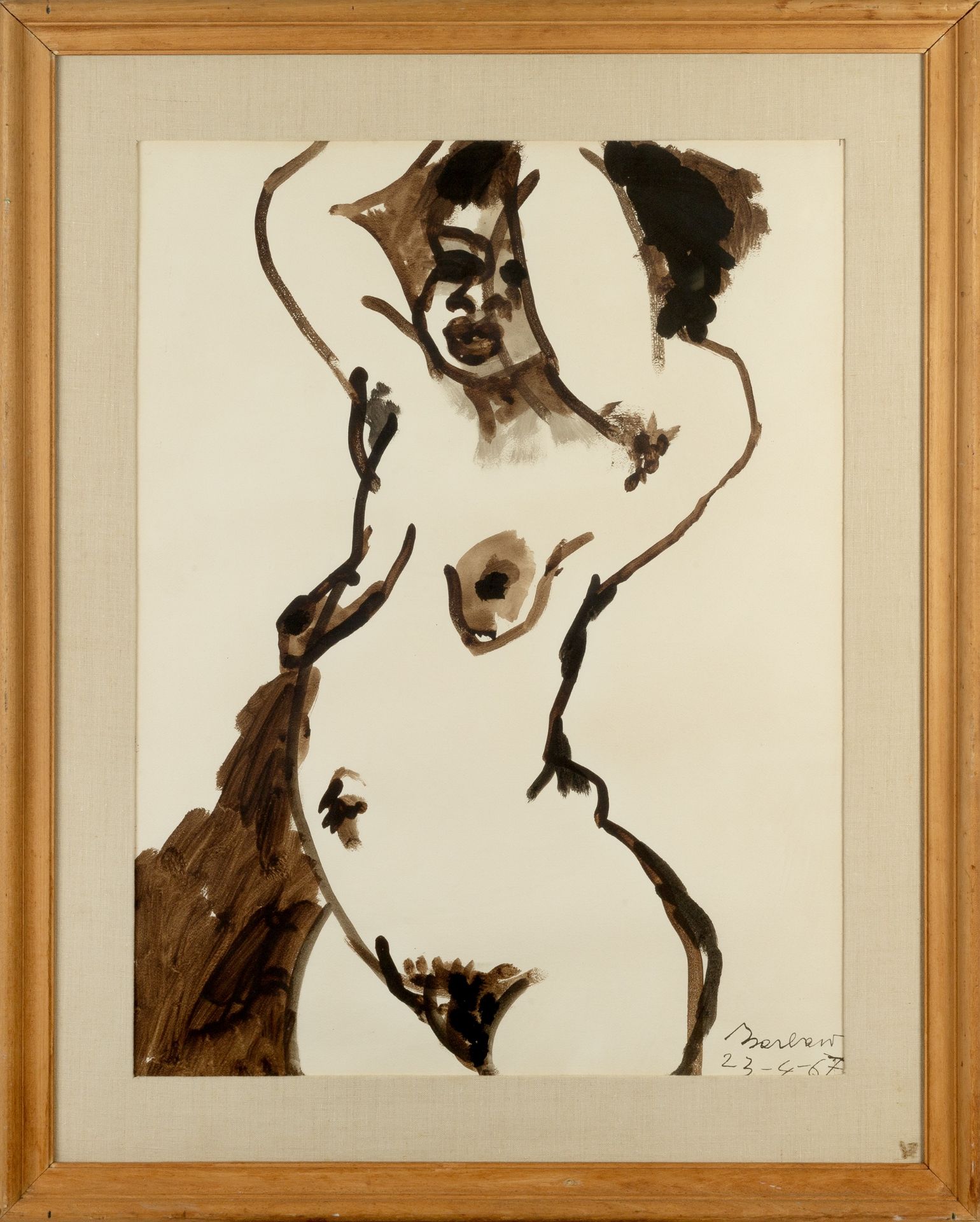 Saverio Barbaro (1924-2020) Nude, 1967 signed and dated (lower right) watercolour 73 x 54cm. - Image 2 of 3