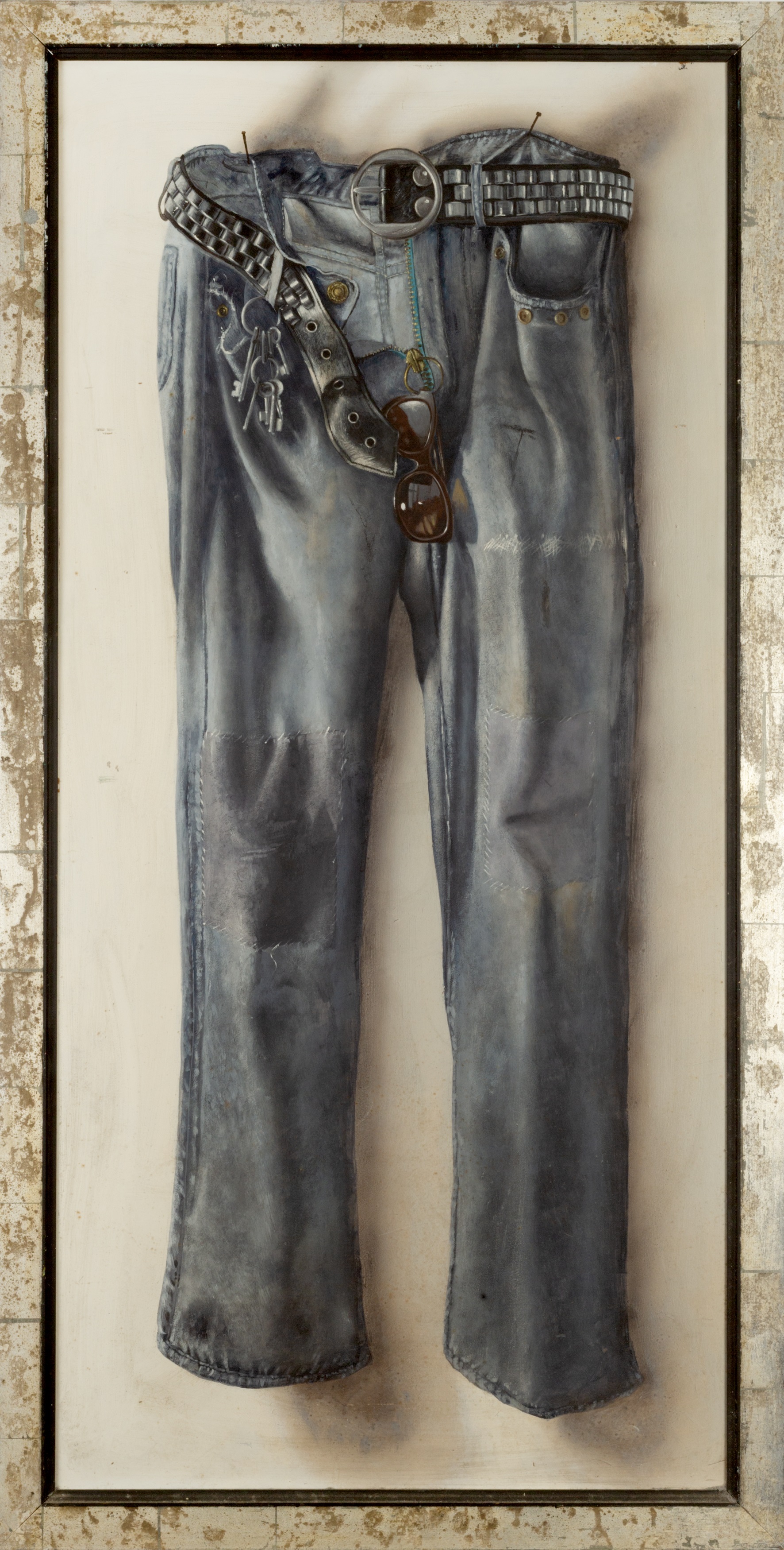 Martin Battersby (1914-1982) Jeans on a Nail oil on board 118 x 55cm. Provenance: Christie's, - Image 2 of 3