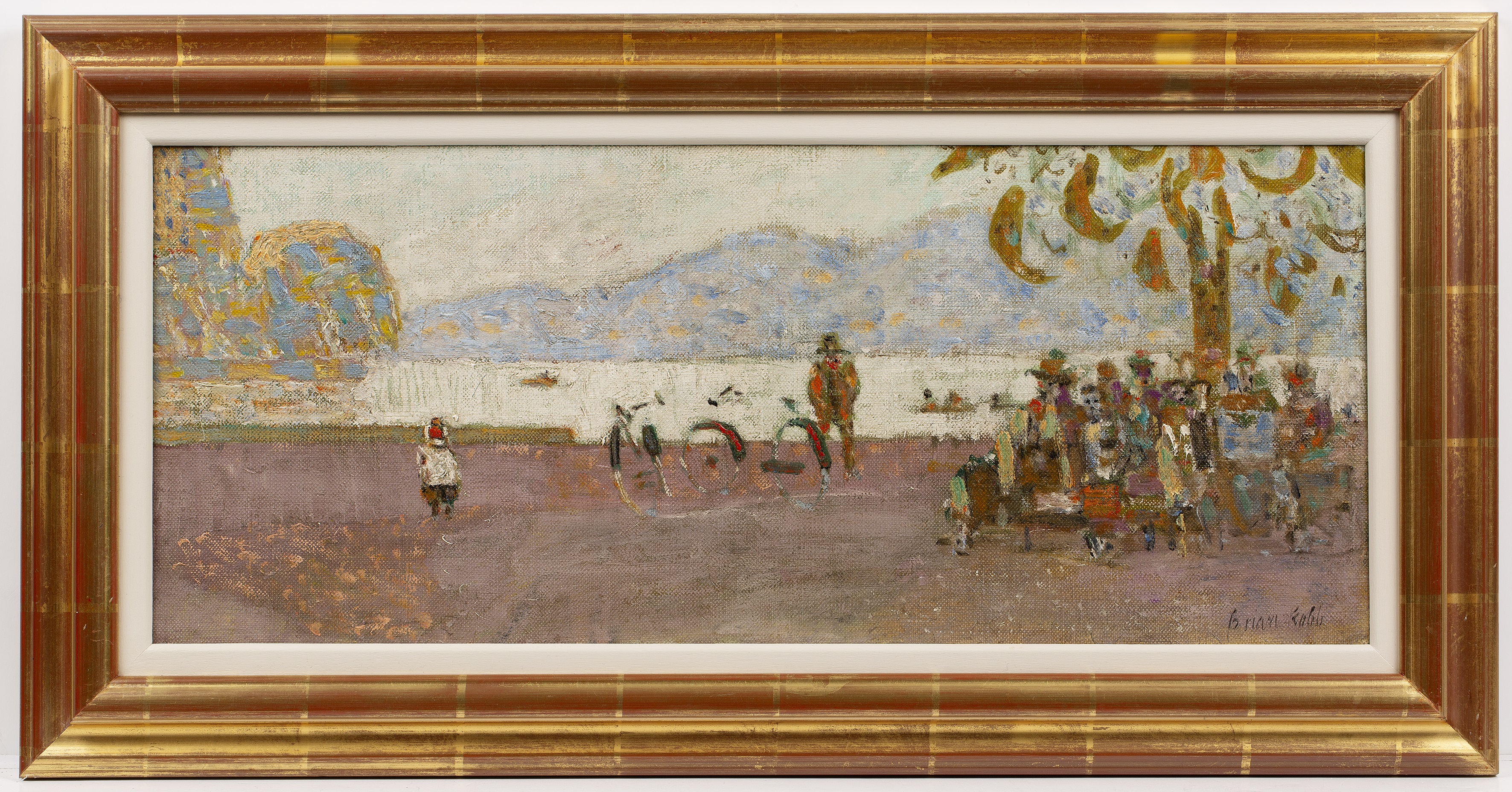 Brian Robb (1913-1979) Sunday Morning signed (lower right) oil on canvas 26 x 61cm. - Image 2 of 3