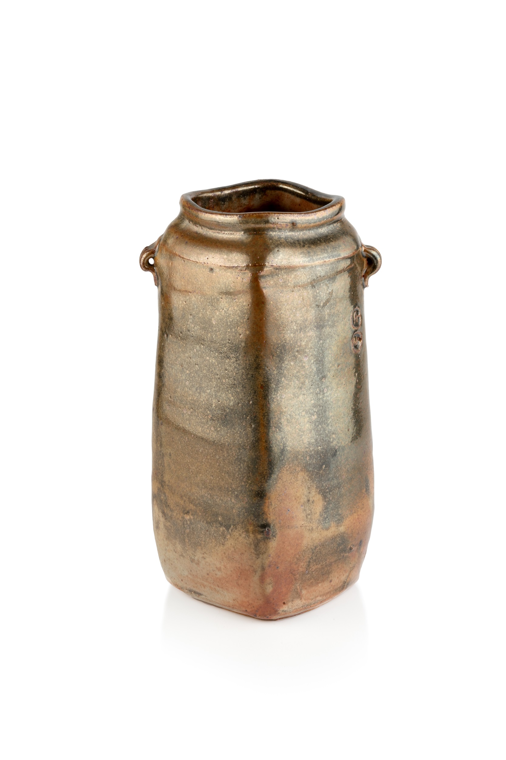 Warren Mackenzie (1924-2018) Large jar, circa 1975 stoneware, with lugged handles and shino-type