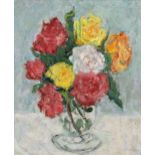 Adrian Ryan (1920-1998) Roses in a Glass Vase signed (lower right) oil on canvas 29.5 x 24.5cm.
