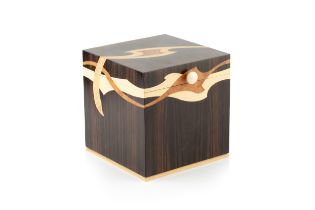 Manner of David Linley (b.1961) Jewellery box with various inlaid woods 19cm high, 18cm wide.