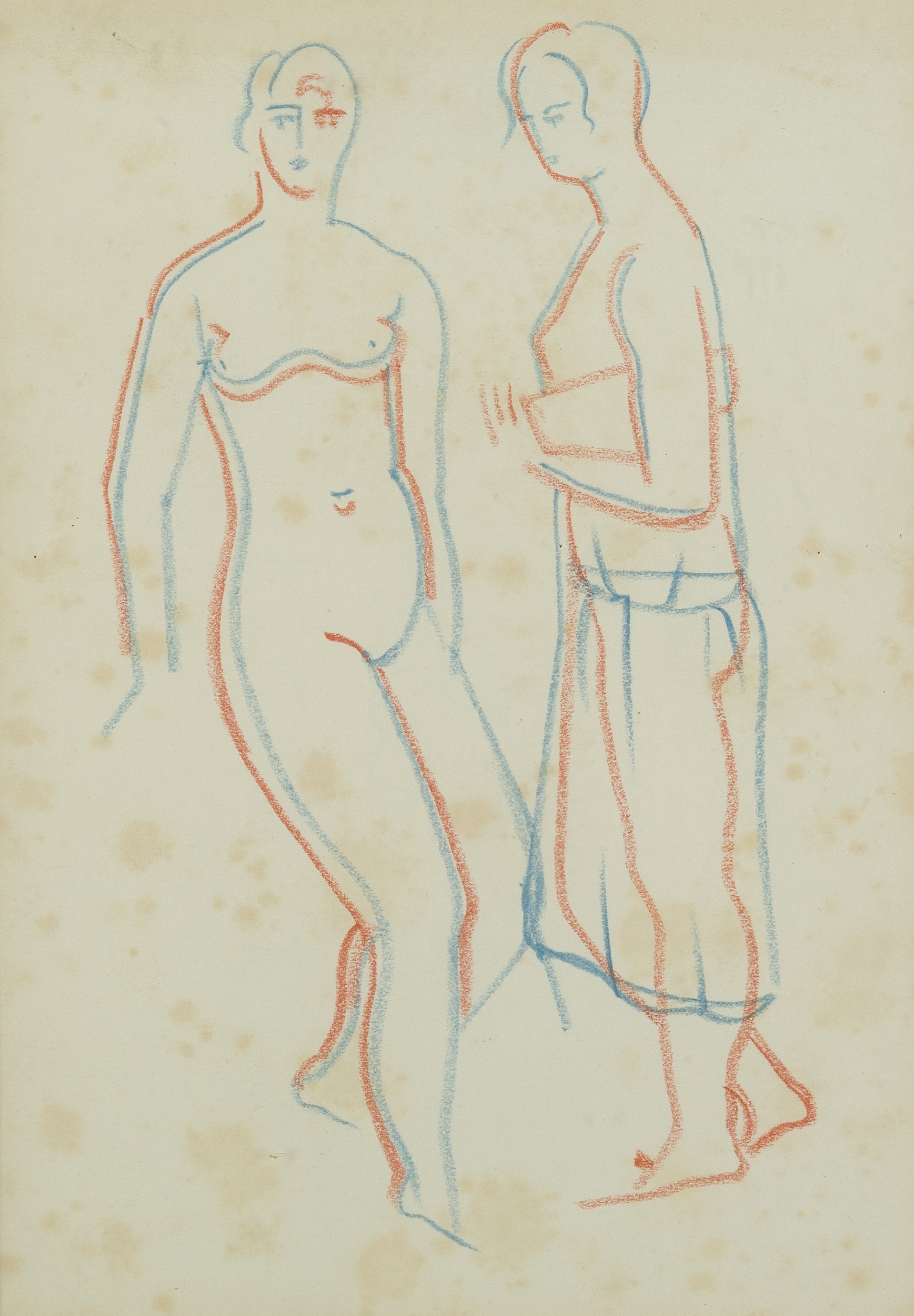 Christopher Wood (1901-1930) Nude & Woman in a Dress coloured crayon on paper 22 x 15cm. Provenance: