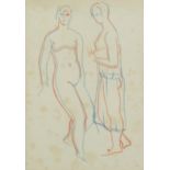 Christopher Wood (1901-1930) Nude & Woman in a Dress coloured crayon on paper 22 x 15cm. Provenance: