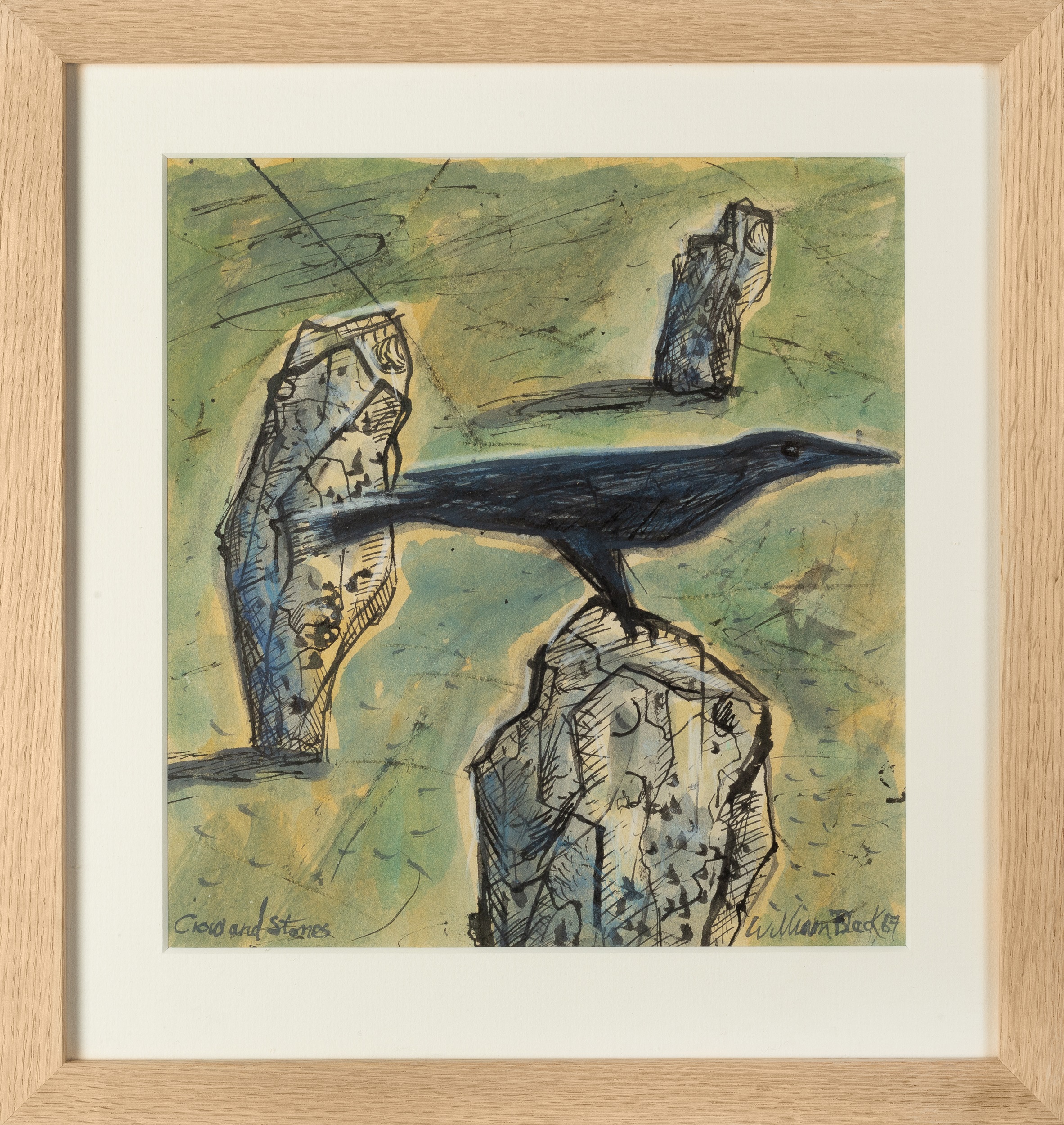 William Black (20th Century Cornish School) Stones and Crows, 1967 signed, dated, and titled (lower) - Image 3 of 6