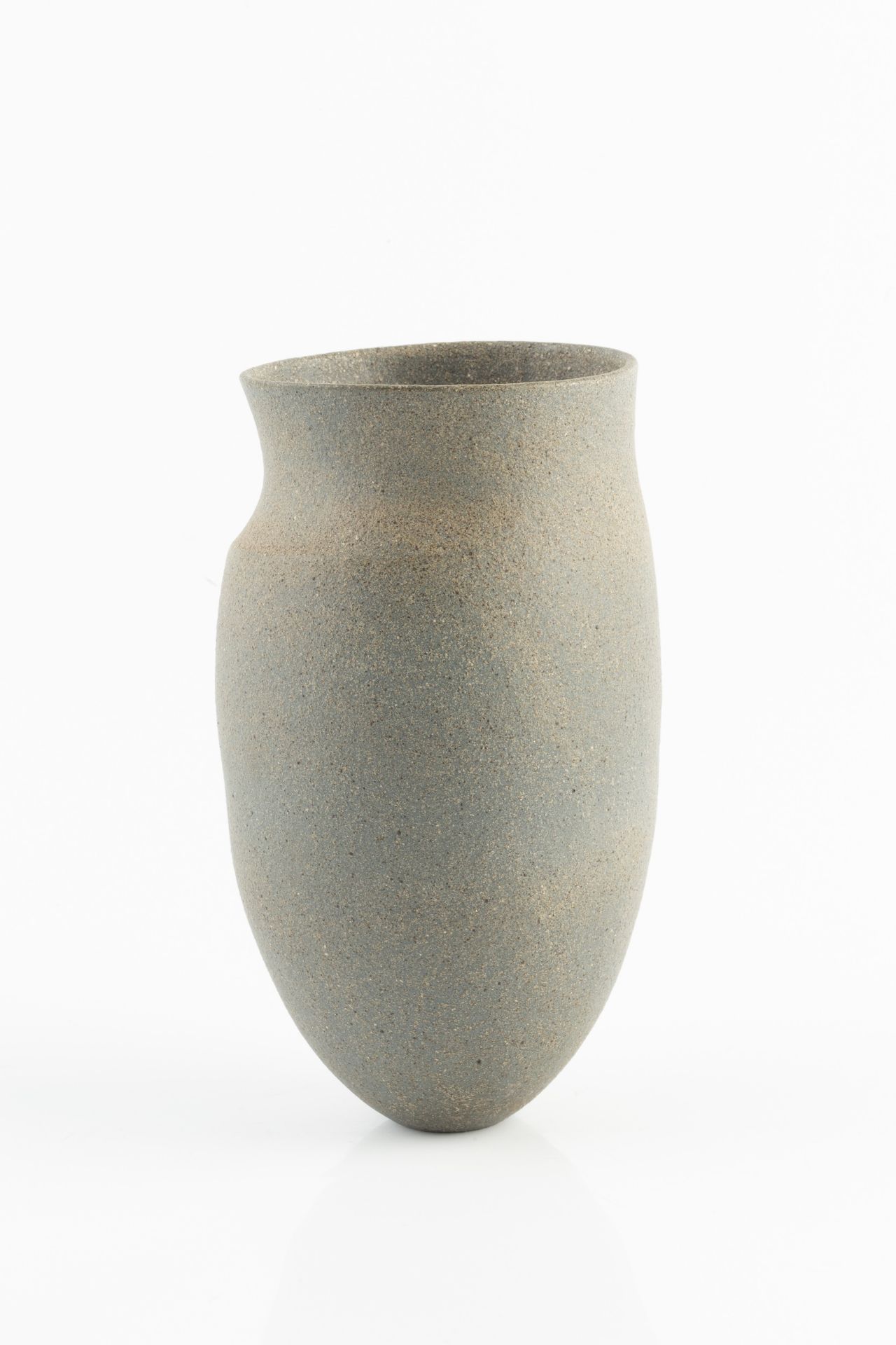 Jennifer Lee (b.1956) Tall grey asymmetric, brown flash, 1985 hand-built coloured clay (T - Image 3 of 6