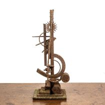Early/mid-20th Century style Iron sculpture, unsigned, approximately 17cm wide x 13cm deep x 41.