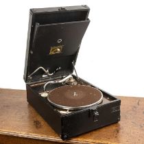 His Master's Voice portable gramophone 'Model 101', the case measures 28.5cm x 41cm deep x 15cm high