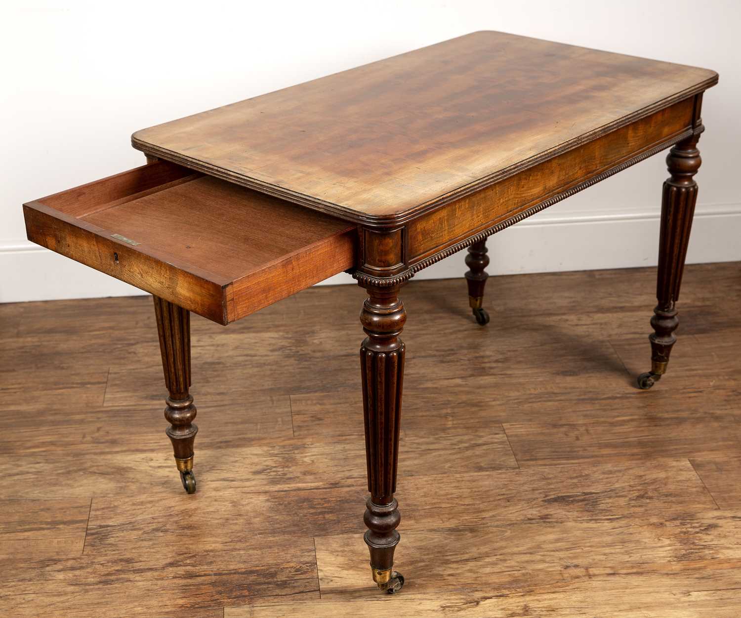 Gillows style mahogany desk or table 19th Century, with large double-sided single drawer, with - Image 3 of 5