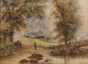 M. Zampella (Italian, 19th Century) Untitled: Washing in a River, oil on board, signed to the