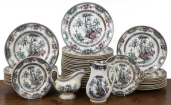 Pearl ware dinner service some plates stamped 'Milan EU & M', comprising of plates, soup bowls,