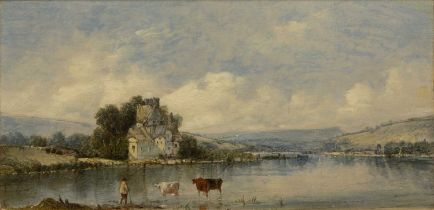 19th Century English School Pastoral Landscape with Mill, 14.5cm x 29.5cm and Pastoral Landscape