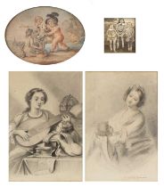 Early 19th Century Continental School 'Study of Saint Cecilia', pencil sketch, signed indistinctly