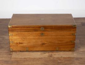 Brass bound camphor wood trunk/chest late 19th Century, with a sunk brass handle, 87cm wide x 45cm