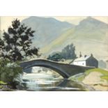 Winifred J Sawyer (20th Century School) 'Bridge across the Derwent', watercolour, unsigned, 26cm x