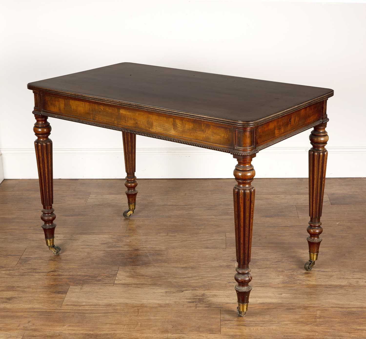 Gillows style mahogany desk or table 19th Century, with large double-sided single drawer, with