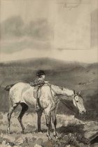 In the manner of Alfred James Munnings (1878-1959) 'Horse and Rider (August)', watercolour,