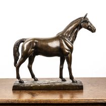 Follower of Pierre-Jules Mène (French, 1810-1879) bronzed model of a stallion, approximately 43cm