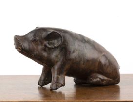 Metal model of a pig unsigned, approximately 26.5cm wide x 10.5cm deep x 13.5cm high With some loose