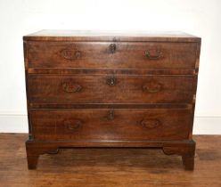 Mahogany chest of three-drawers George III, 96cm wide x 50cm deep x 79cm high With old restoration
